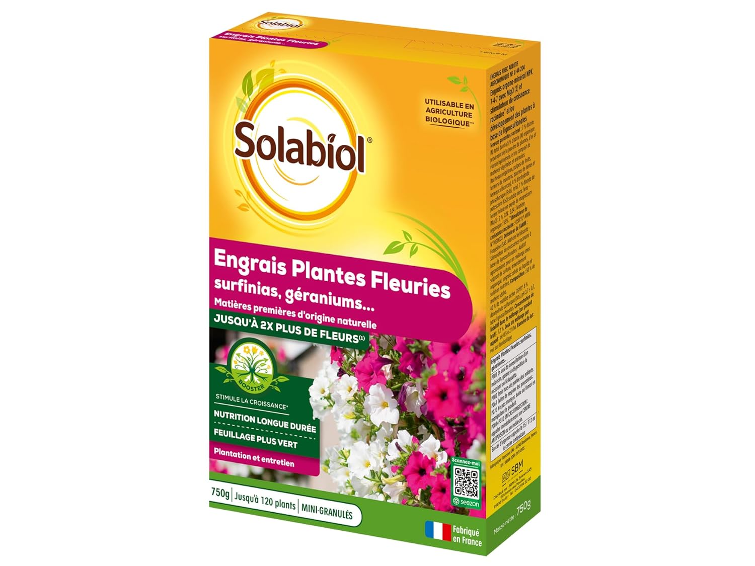 SOLABIOL — Engrais Géraniums et Plantes Fleuries 750g