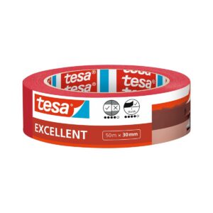 TESA Excellent — Ruban de masquage peinture 50 m x 30 mm rouge