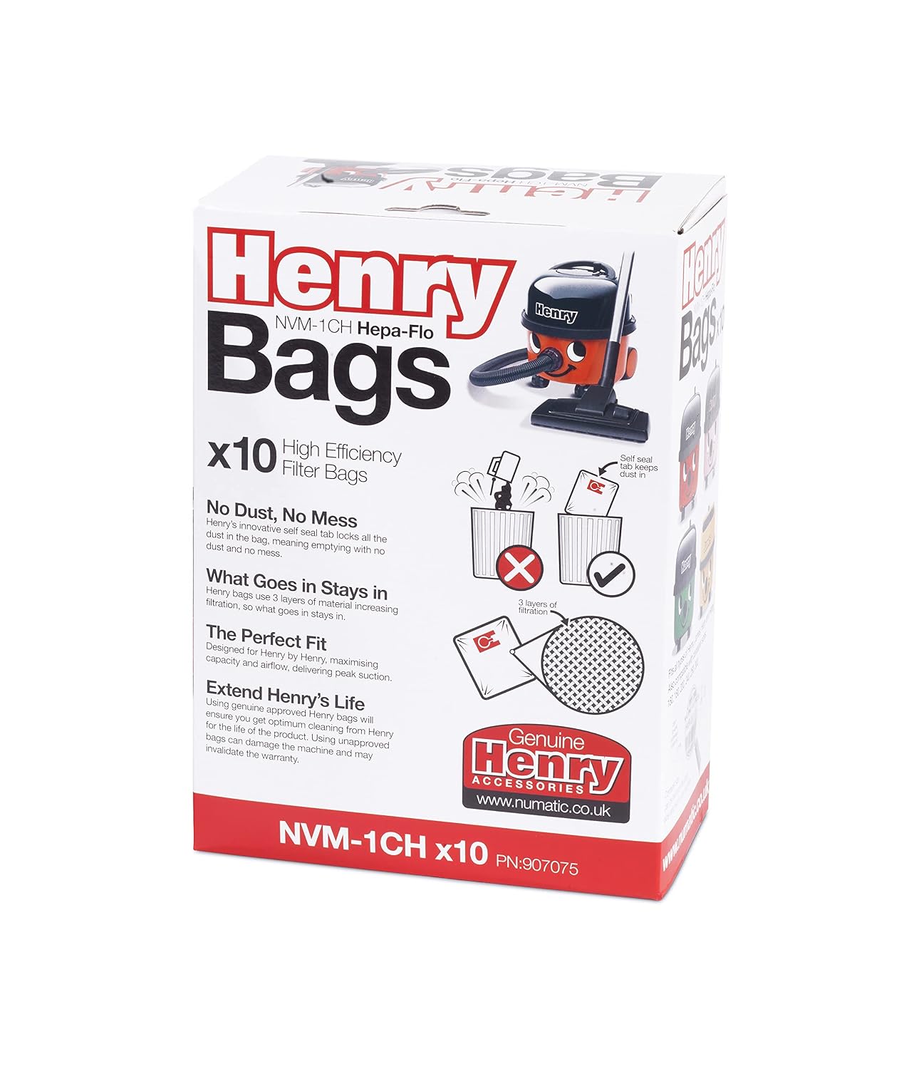 Henry NVM-1CH/907075 HepaFlo Lot de 10 sacs d'aspirateur – Image 3
