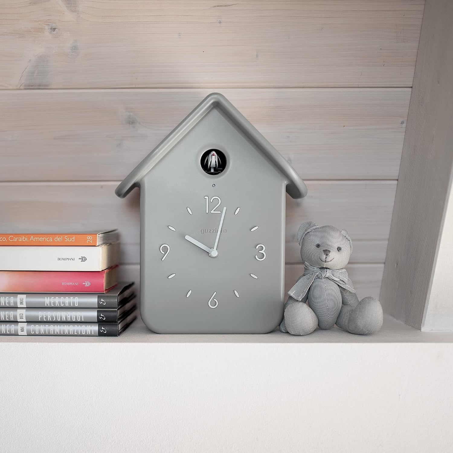 GUZZINI Home QQ Coucou — Pendule gris clair 24,8 x 39 cm – Image 2