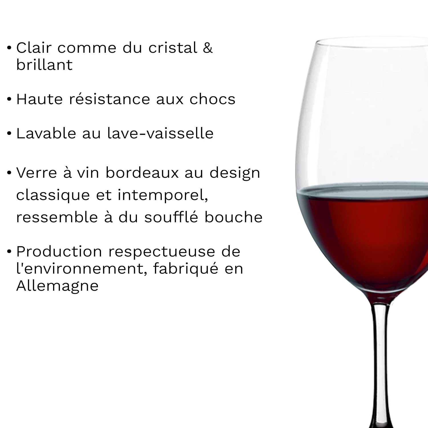 Verres à Vin Bordeaux Classic Lot de 6, 650 ml – Verres Élégants pour Bordeaux – Verres à Vin Rouge en Cristal pour un Maximum d'Arômes – Lavables au Lave-Vaisselle & Fabriqués en Allemagne – Image 3
