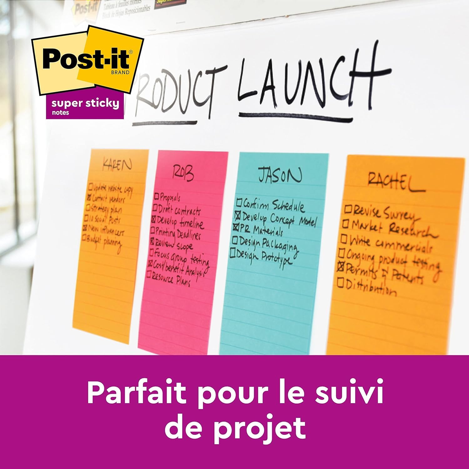 POST-IT Super Sticky — Notes autocollantes lignées 3 blocs 101x152 mm – Image 12