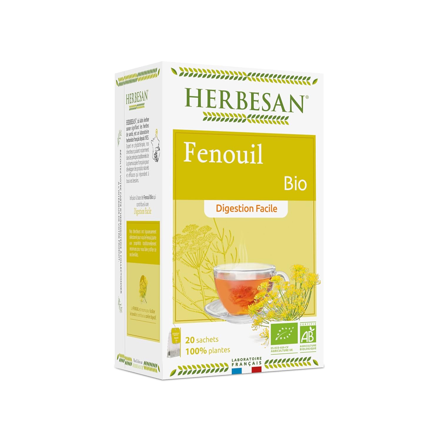 HERBESAN — Infusion Bio Fenouil Digestion Facile 20 sachets