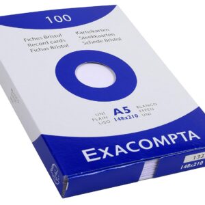 EXACOMPTA — Étui de 100 fiches bristol 148 x 210 mm blanc