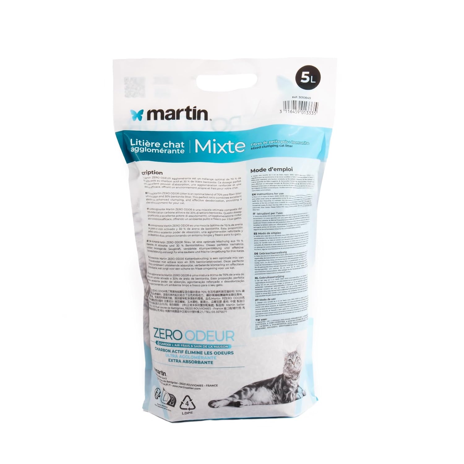 MARTIN — Litière agglomérante naturelle zéro odeur 4 x 5L – Image 2
