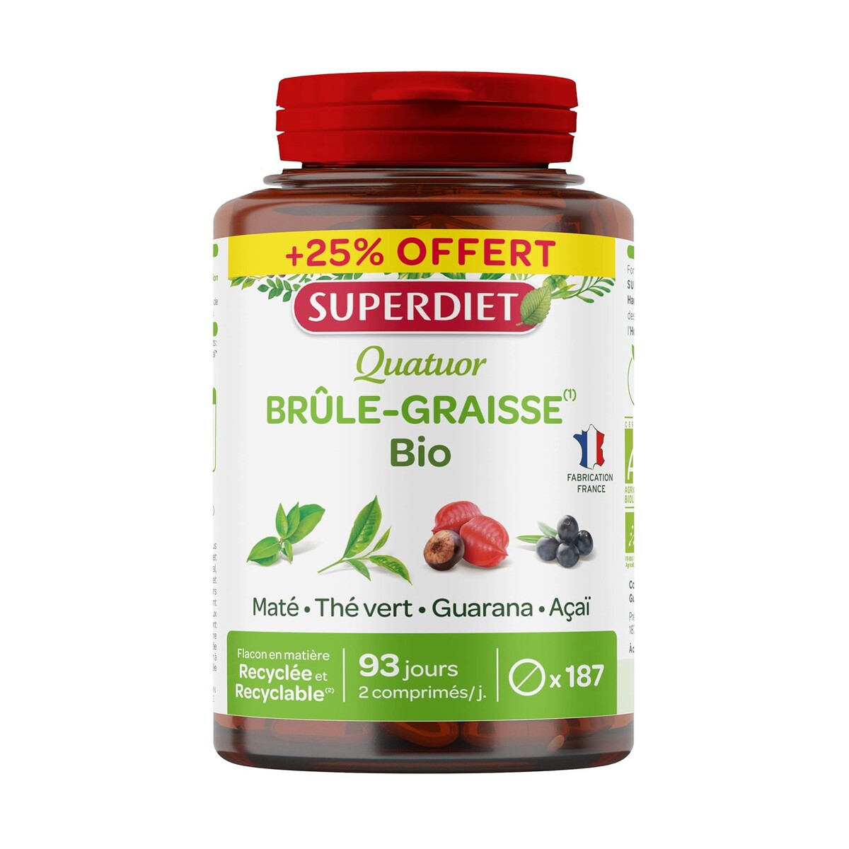 SUPERDIET — Quatuor Brûle-Graisse Bio 187 comprimés
