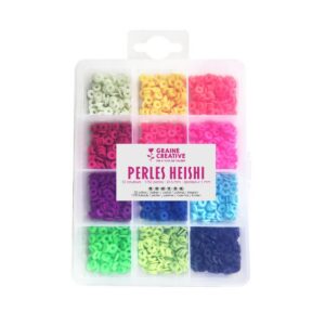 Assortiment — perles Heishi fluo 12 couleurs, 1750 pièces