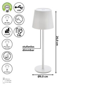 Alternative view of CEPEWA — Lampe de table tactile 9 x 26 cm blanc