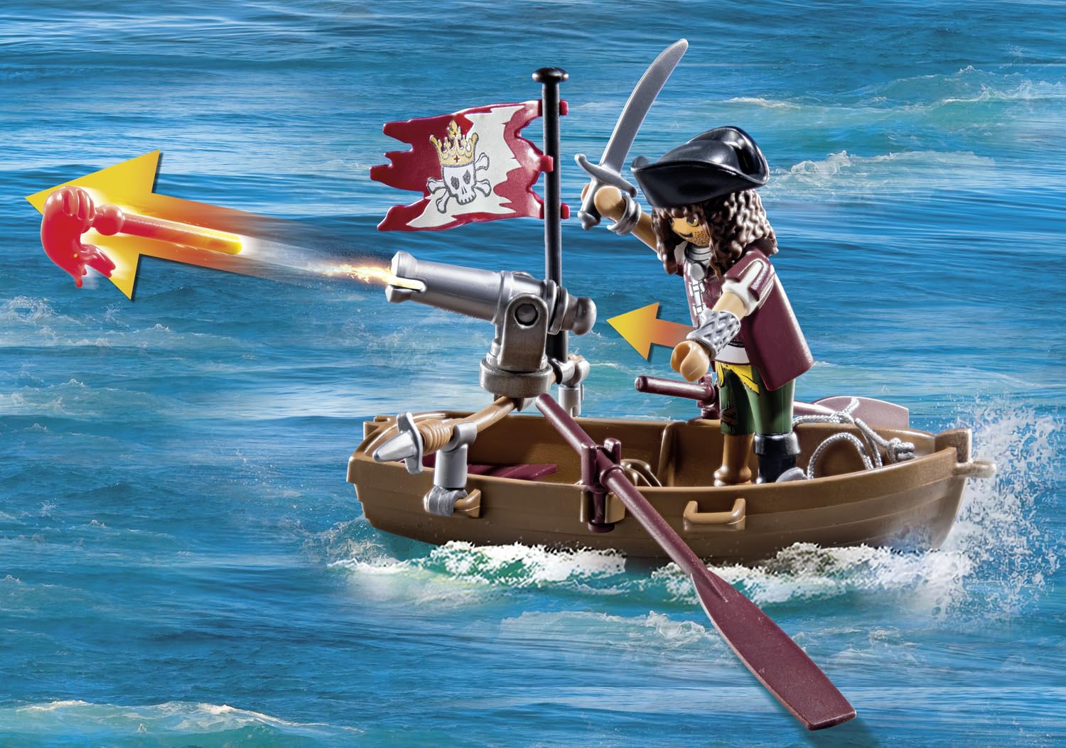 Playmobil 71419 Pirate avec Pieuvre géante, Comprend Deux Personnages, Une Pieuvre géante Qui pulvérise de l'eau, Un Bateau à rames et de Nombreux Accessoires, Univers Pirates, pour Enfants dès 4 Ans – Image 20
