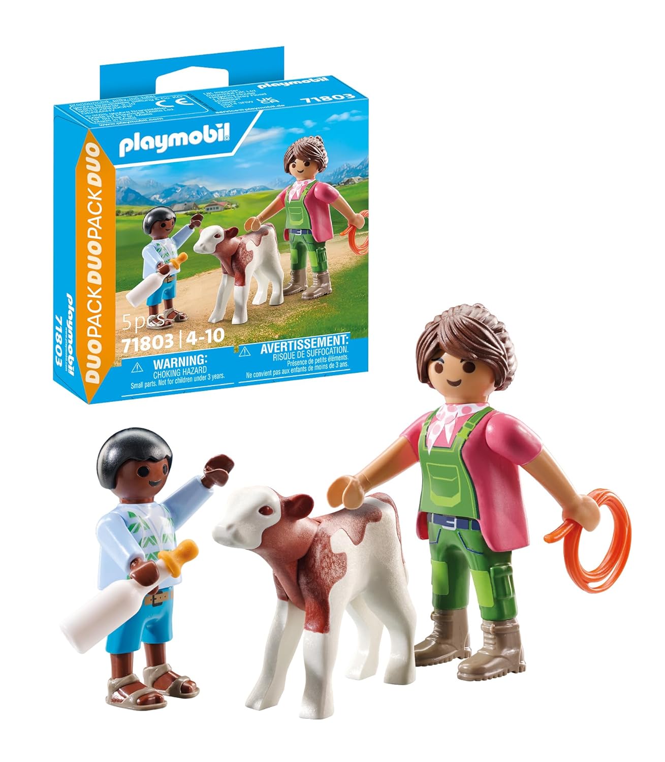 PLAYMOBIL Duo Pack 71803 — Fermière et Enfant avec Veau