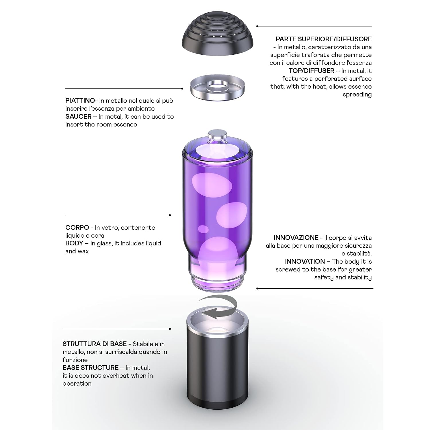 I-TOTAL — Lampe à lave Magma & Glitter violet/blanc – Image 3