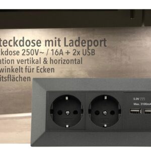 Alternative view of BLOC — Multiprise d'angle 2 prises et 2 ports USB-A Noir
