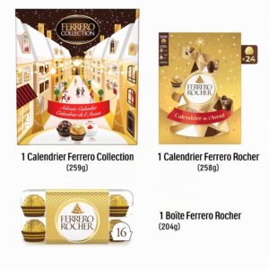 Alternative view of Box Noël Chocolats Ferrero - Calendrier de l'Avent Ferrero Collection (256g), Calendrier Ferrero Rocher (258g), Ferrero Rocher x16 (204g) - Idée Cadeau Chocolats à Offrir - 718g