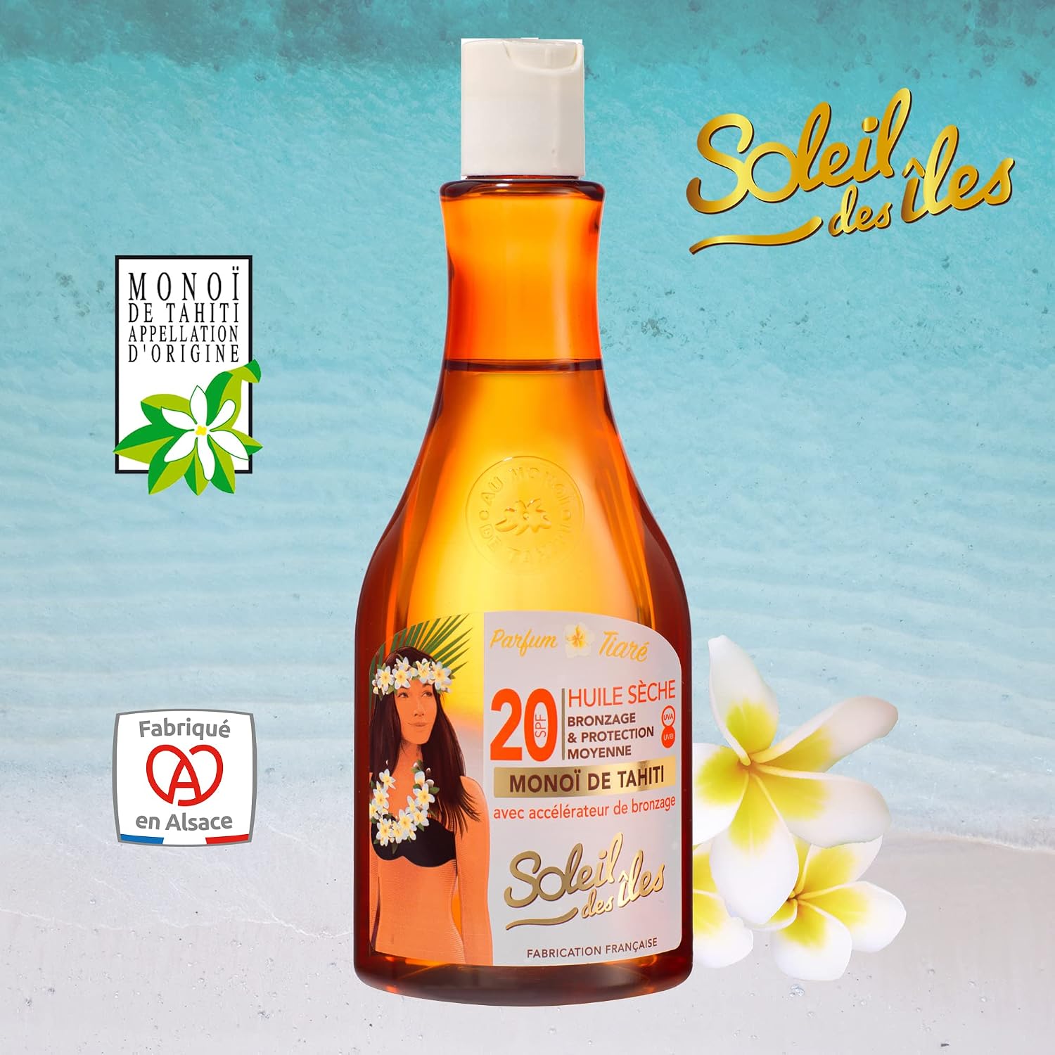 Soleil des Îles | Huile sèche - Bronzage et Protection - SPF 20 - Parfums Fleurs de Tiaré - Fabriqué en France – Image 5