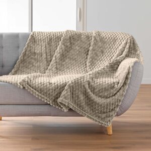 DOUCEUR D'INTÉRIEUR — Plaid 125 x 150 cm taupe flanelle relief