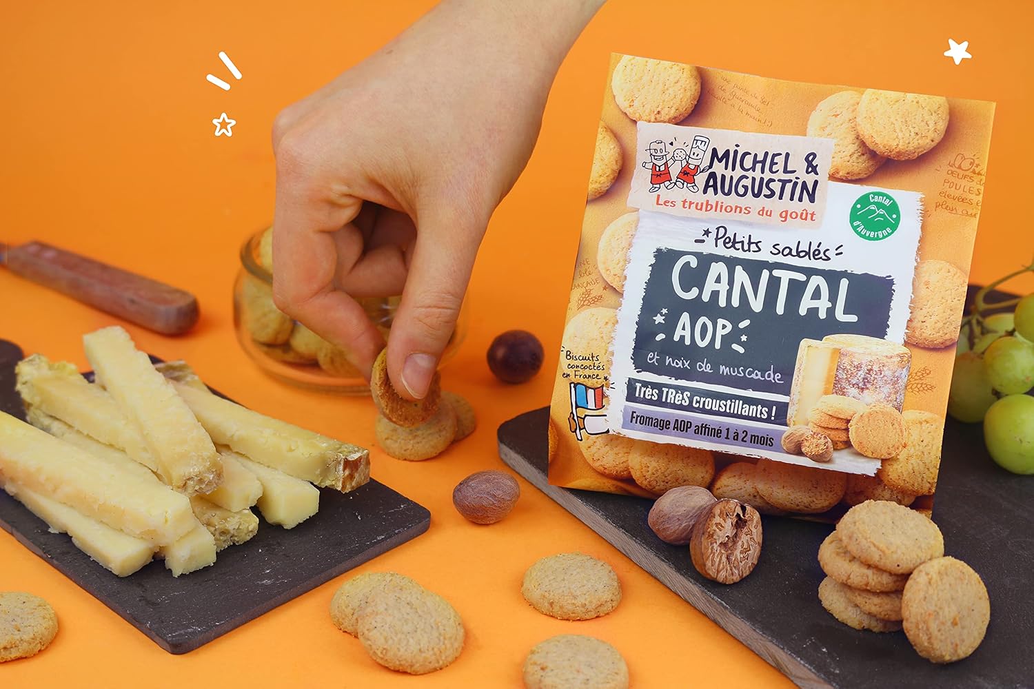 Michel & Augustin – Petits Sablés Salés au Cantal AOP et Noix de Muscade – Biscuits Apéritifs Gourmands – Fabriqués en France – 100g x 8 – Image 5
