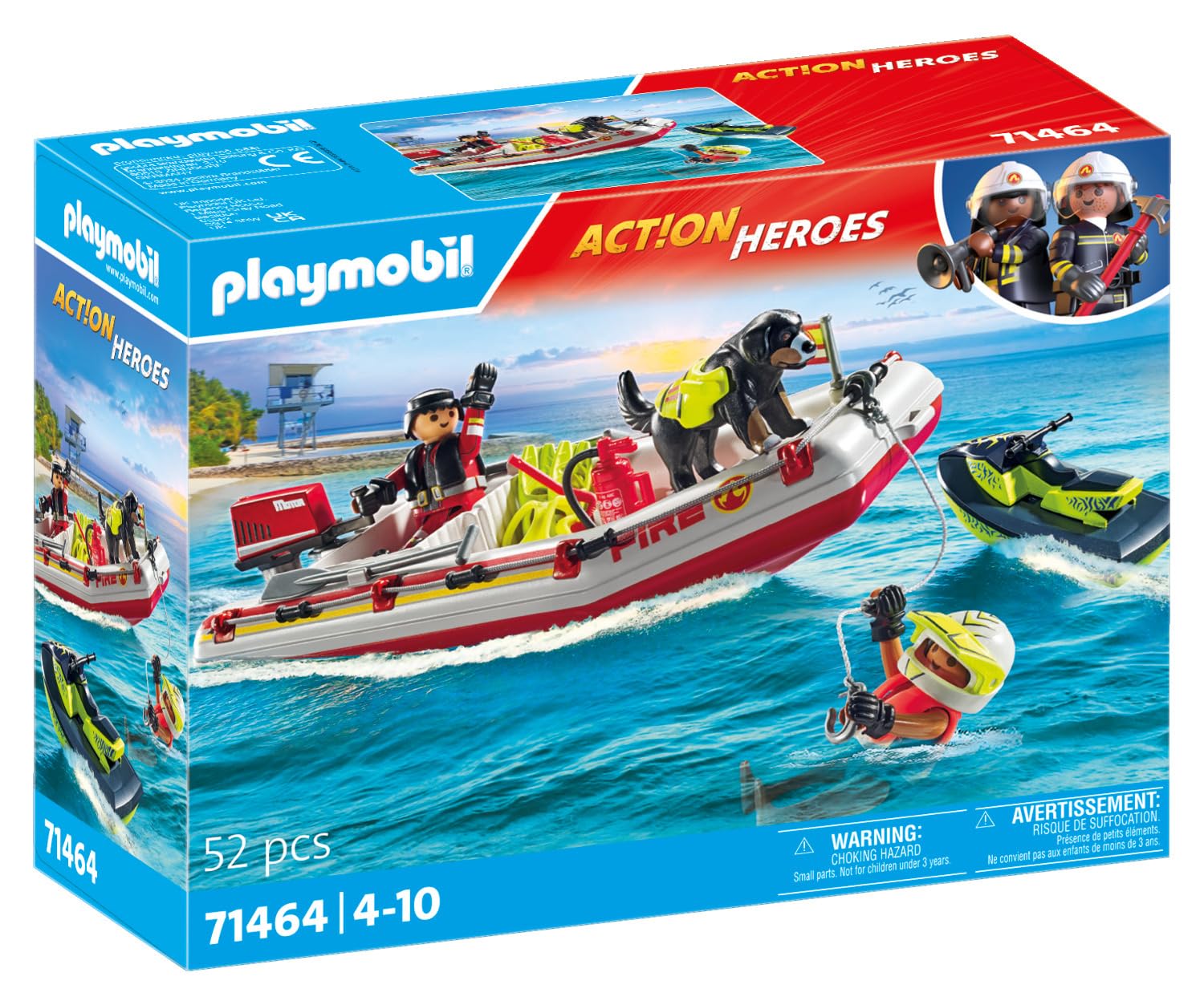 PLAYMOBIL 71464 — Bateau de pompier et scooter des mers – Image 2