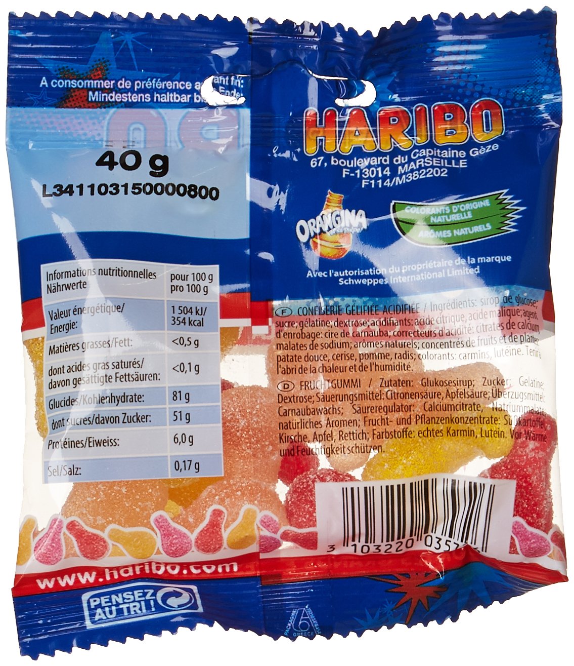 Haribo Bonbon Gélifié Orangina Pik 40 g x 30 Sachets – Image 2