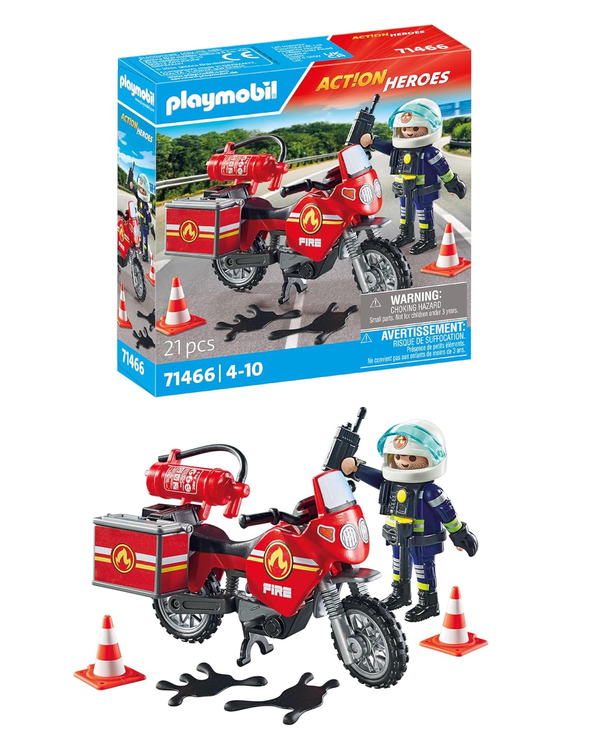 PLAYMOBIL 71466 — Pompier et moto avec accessoires