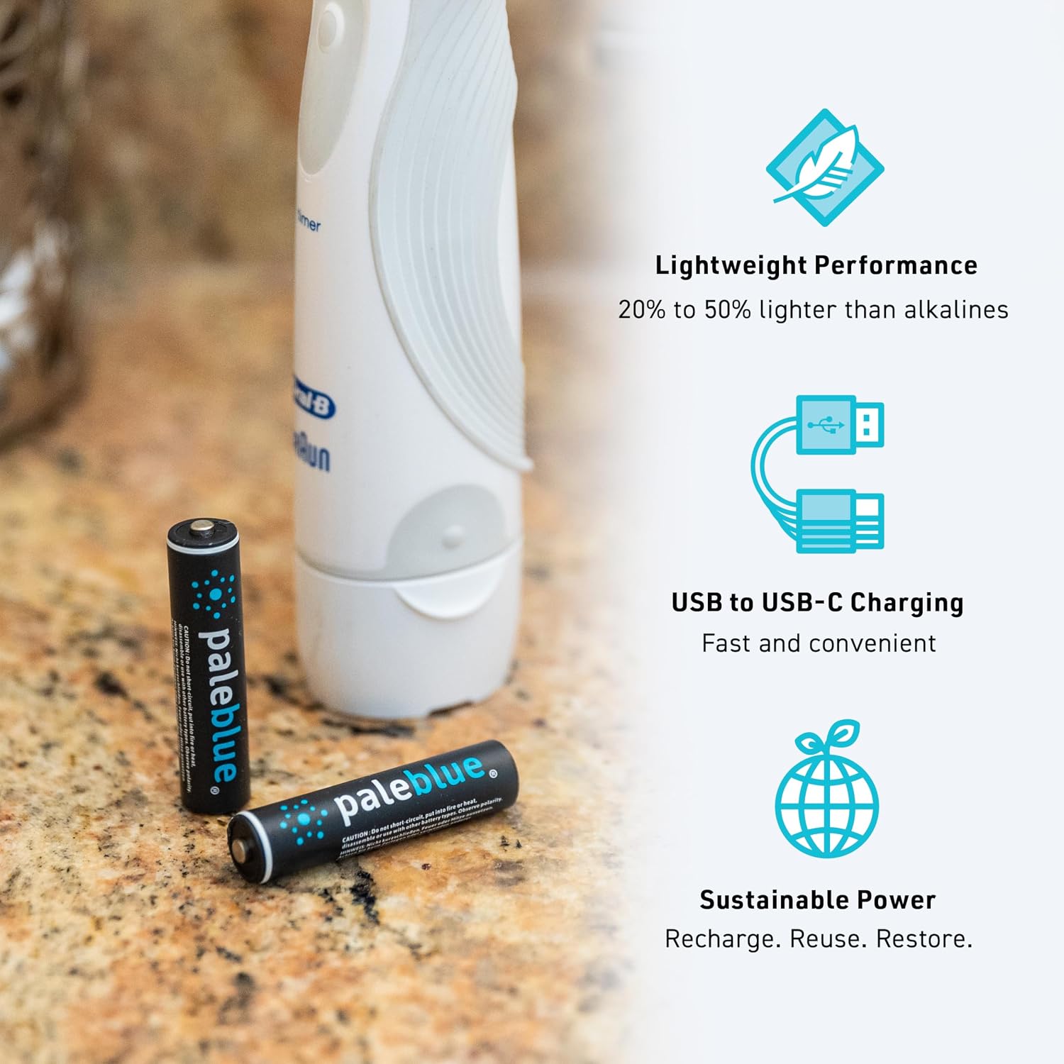 PALEBLUE — Piles rechargeables USB-C AAA 1,5 V – Image 9