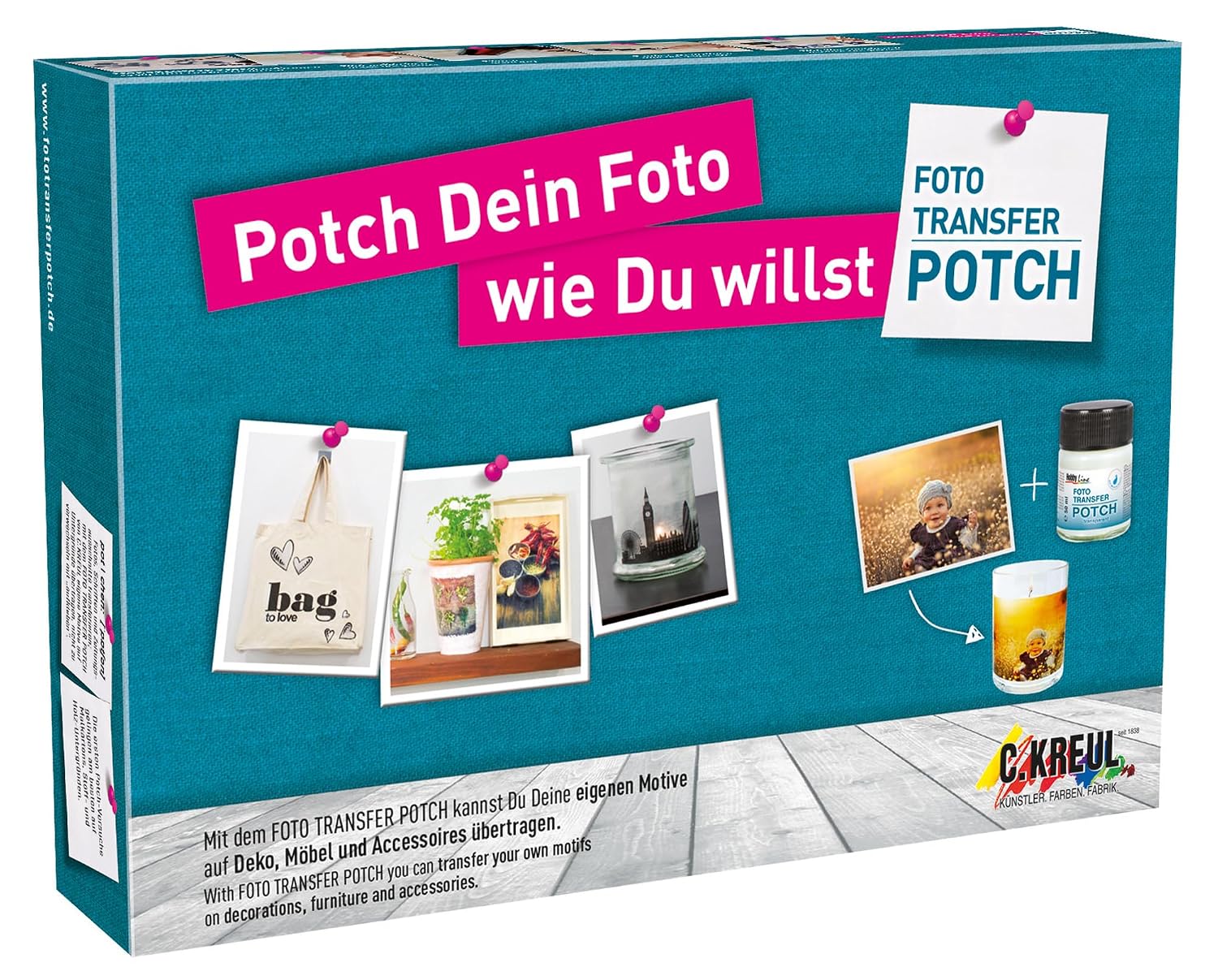 KREUL Foto Transfer Potch — Set de Transfert Photo 50 ml x2