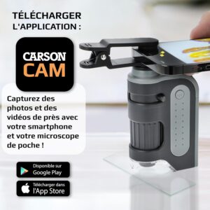 Alternative view of CARSON MicroBrite Pro — Microscope de poche LED avec clip smartphone