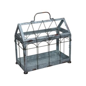 ESSCHERT — Mini serre vintage en métal argenté 29 cm