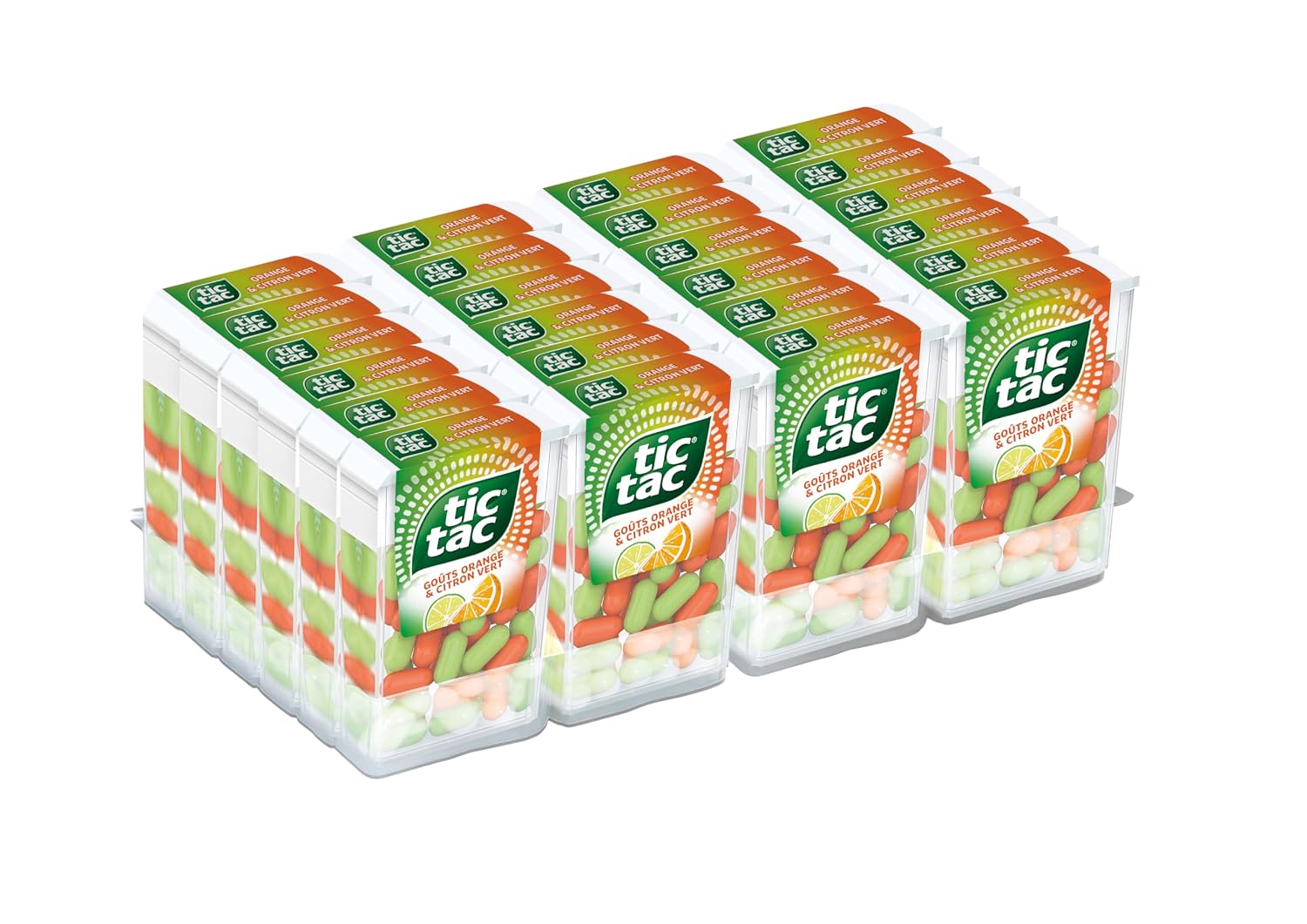 TicTac Duo Goûts Orange et Citron Vert - Bonbons sucrés aux fruits - Format de Poche - 24 boites x 18g – Image 5