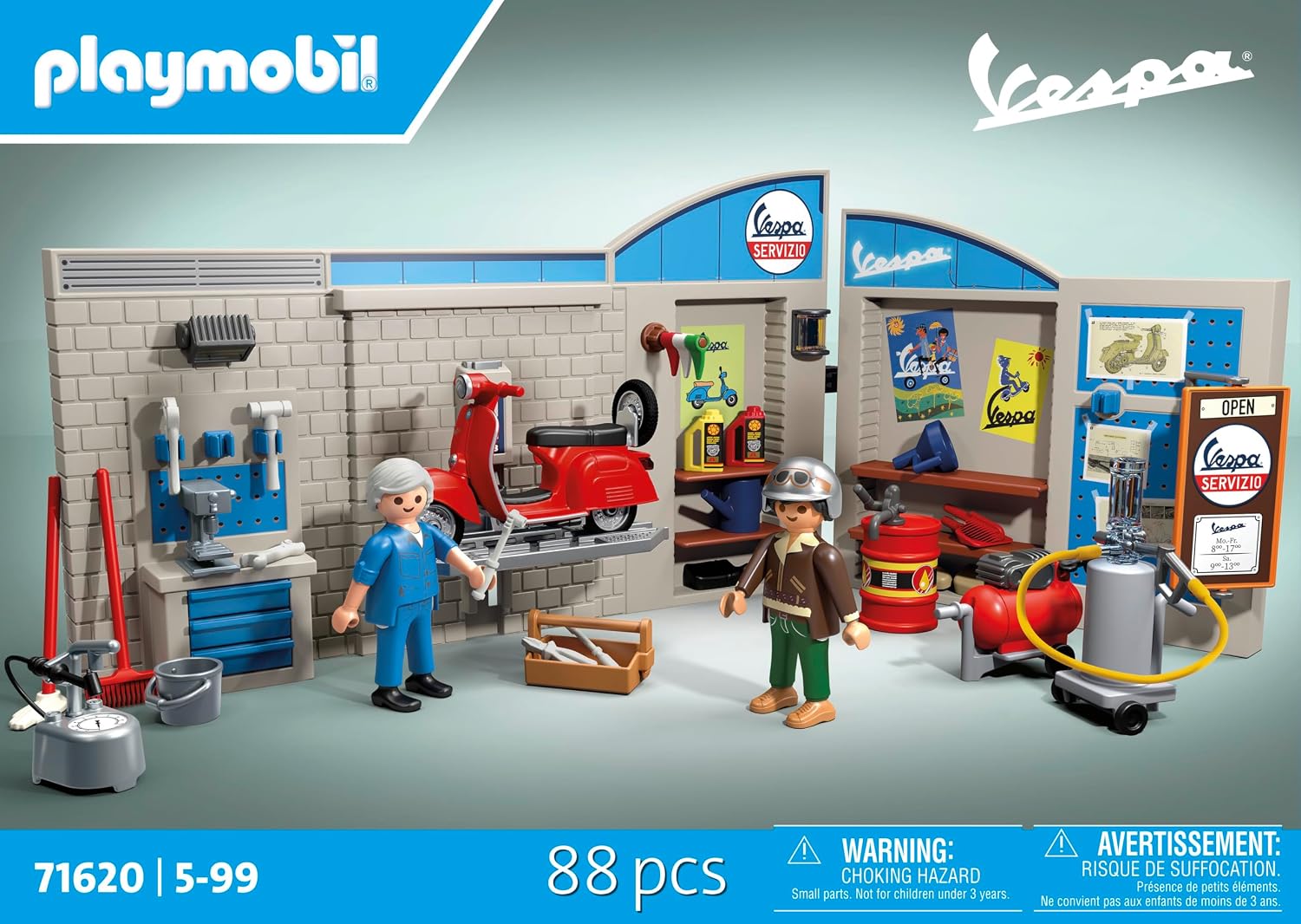 PLAYMOBIL 71620 — Garage Vespa 60s avec 2 personnages – Image 12