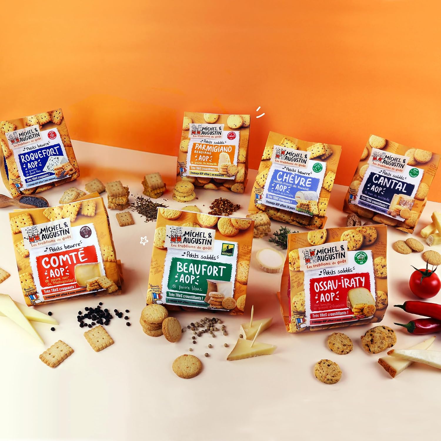 Michel et Augustin – Petits Gâteaux Sec Apéritifs au Chèvre Sainte-Maure de Touraine AOP et Sarriette – Biscuits Salés Gourmands – Fabriqués en France – 100g x 8 – Image 6