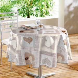DOUCEUR D'INTÉRIEUR — Nappe ronde 160 cm Cosy Coeur naturel