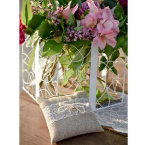 Alternative view of — Coussin porte-alliances toile de jute et dentelle 12 cm