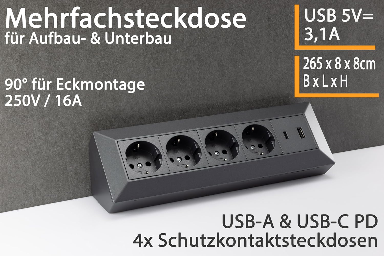 CHILITEC — Bloc multiprise d'angle 4 prises USB-A/USB-C PD – Image 2