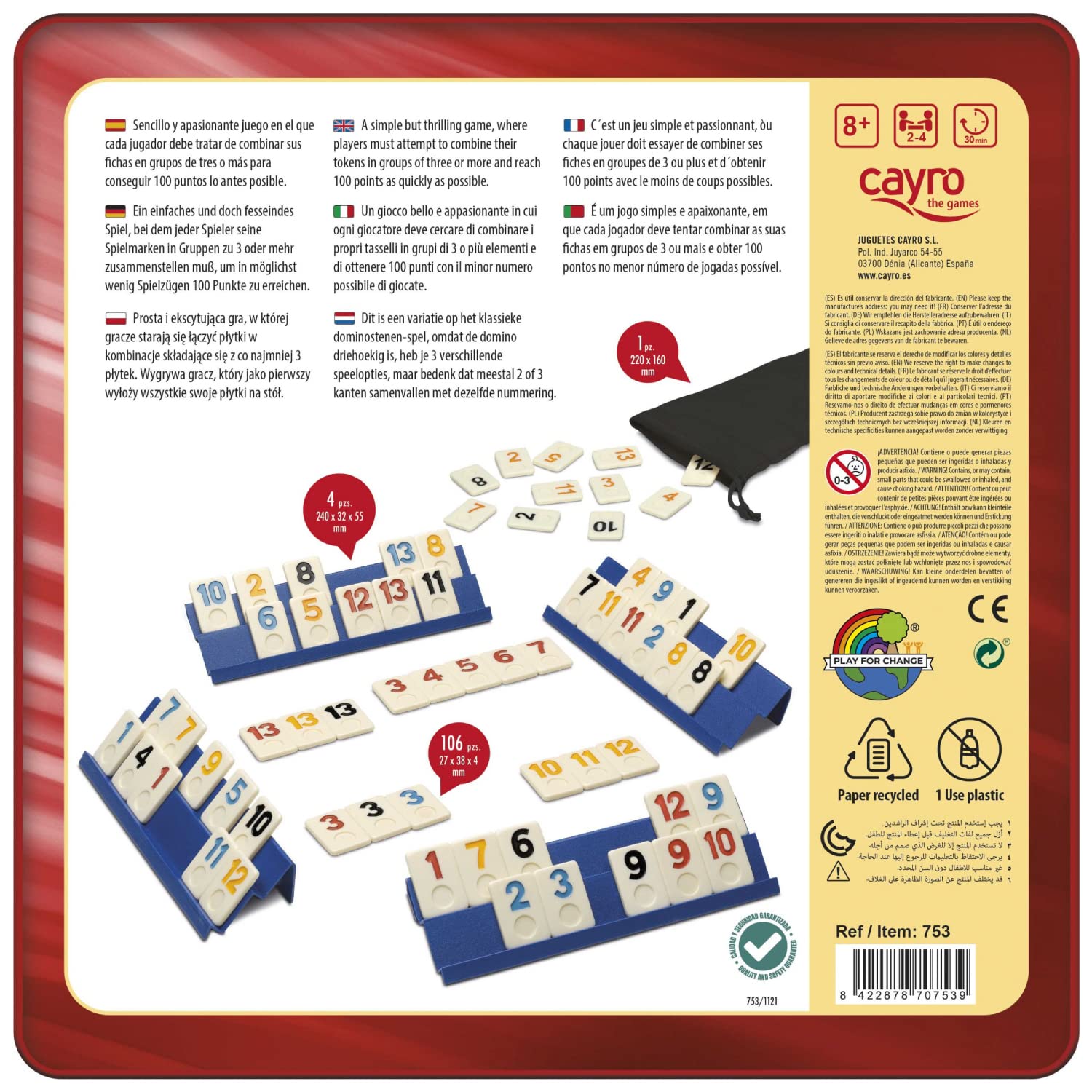 CAYRO Rummi — Jeu de société classique 106 pièces – Image 10
