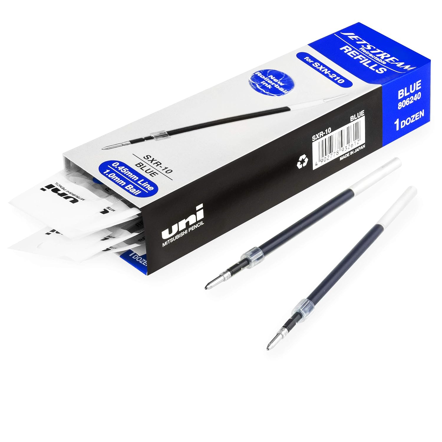 UNI-BALL Jetstream SXN-210 — Lot de 12 recharges bleues 1,0 mm