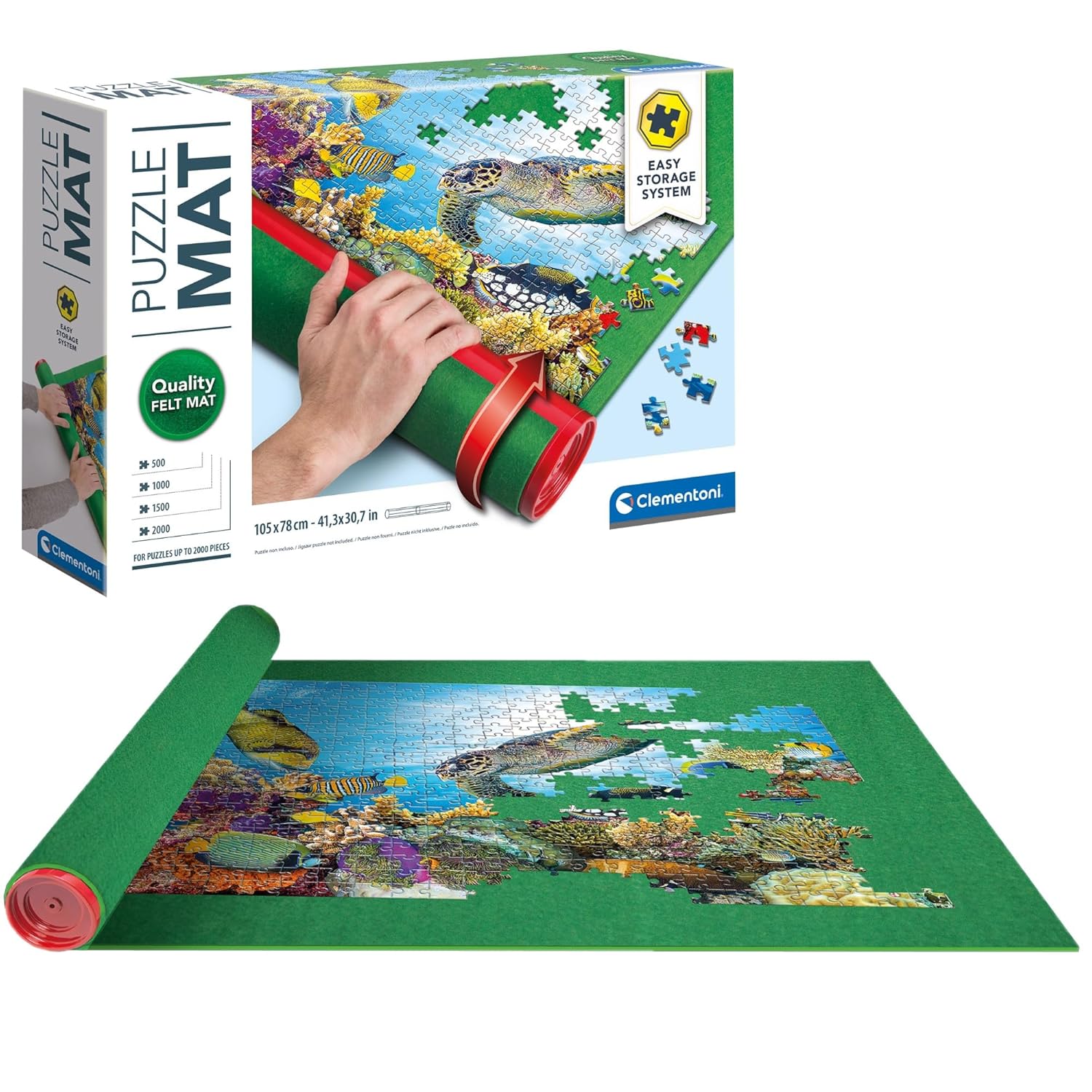 CLEMENTONI — Tapis Puzzle en Feutre 105 × 78 cm 500 à 2000 pièces