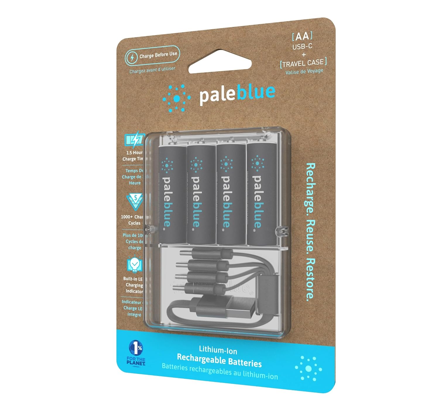 PALEBLUE — Piles Rechargeables USB-C AA 1700 mAh – Image 2
