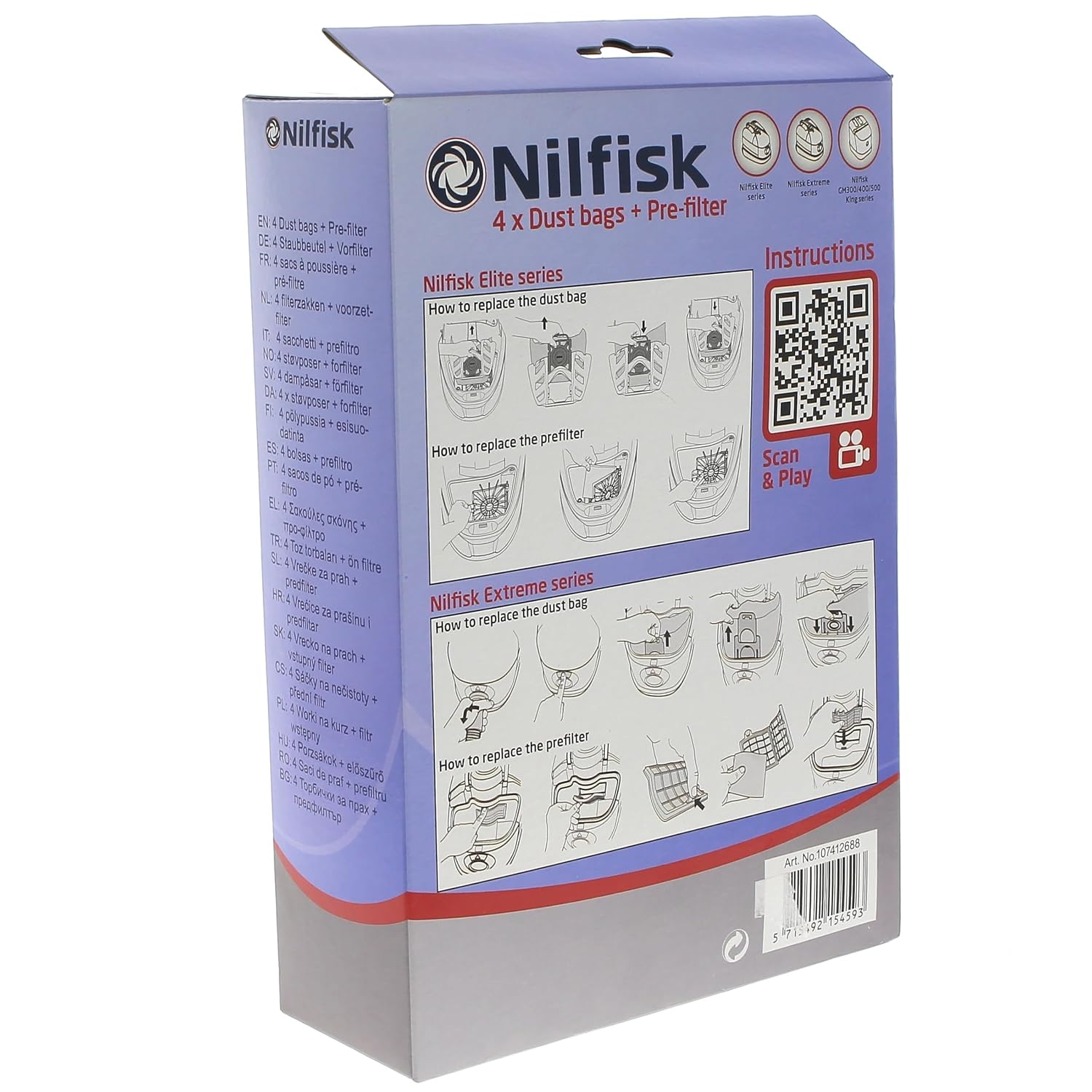 NILFISK — Sacs aspirateur microfibre x4 + 1 pré-filtre – Image 2