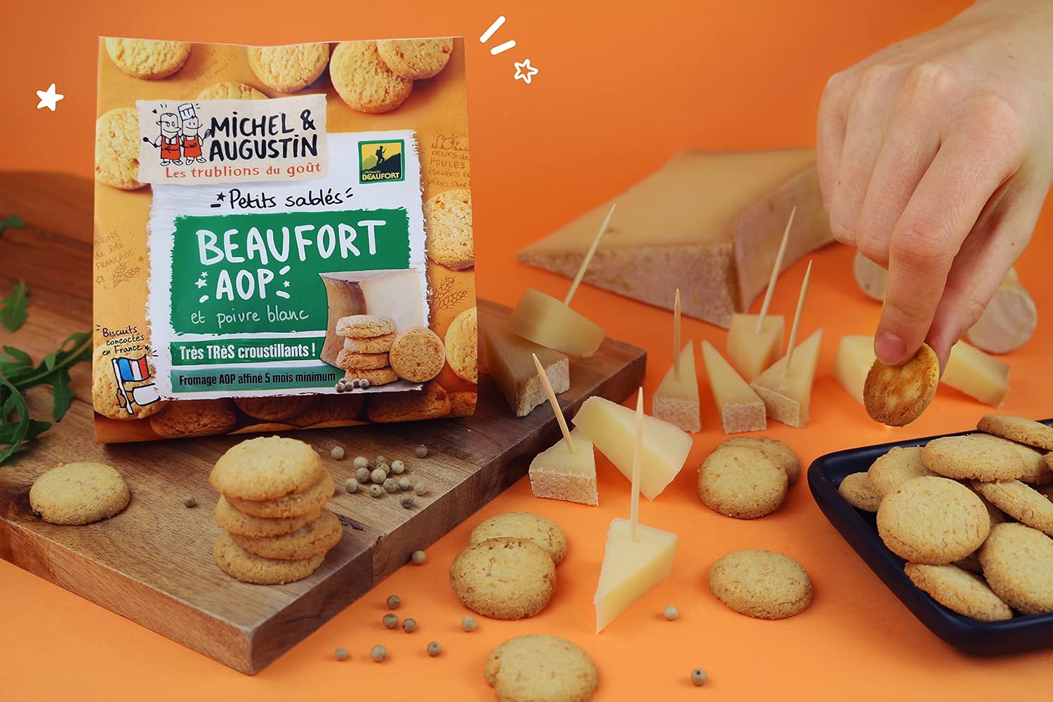Michel & Augustin – Petits Sablés Salés au Beaufort AOP et Poivre Blanc – Biscuits Apéritifs Gourmands – Fabriqués en France – 100g x 8 – Image 5