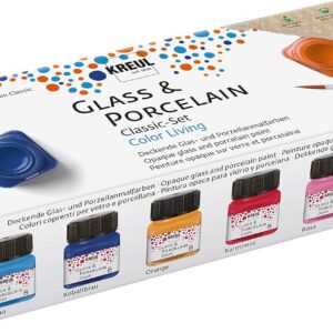 KREUL Glass & Porcelain — Set de 6 Peintures 20 ml + Pinceau