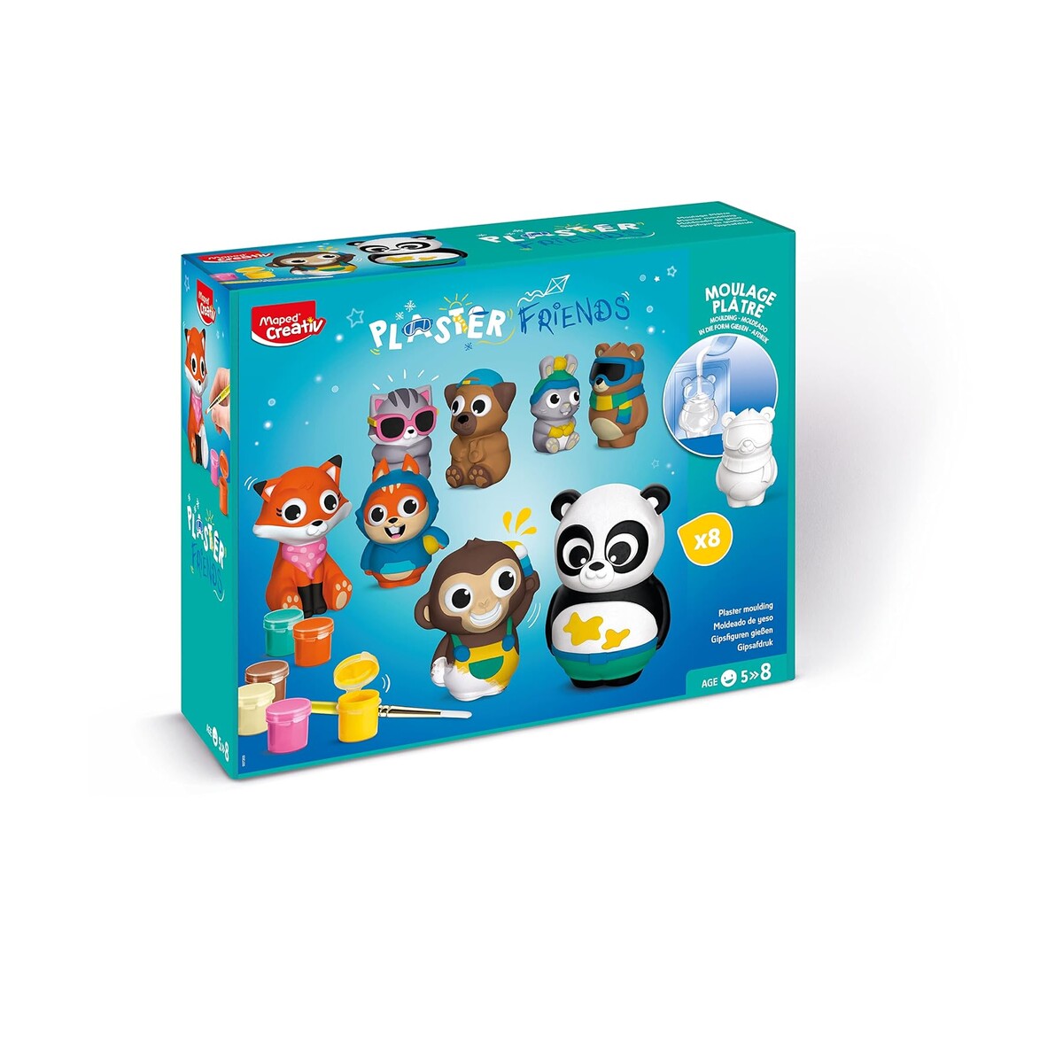 MAPED Creativ — Coffret de 8 Figurines en Plâtre Animaux