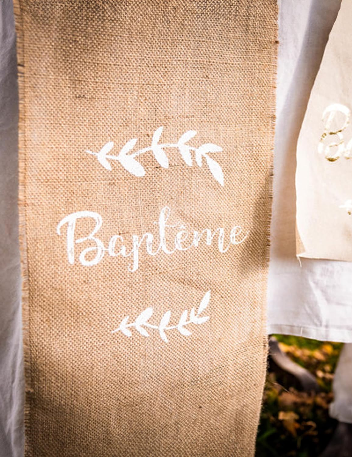 BAPTÊME — Chemin de table en toile de jute 28 cm x 5 m – Image 8