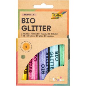 FOLIA Bio Glitter Mix Rainbow M — 5 tubes de paillettes organiques