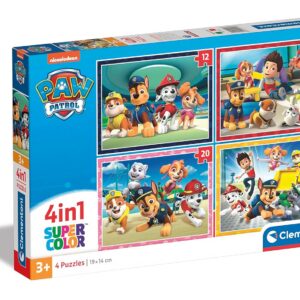 CLEMENTONI Supercolor — Puzzle 4 en 1 Paw Patrol 12, 16, 20, 24 pièces