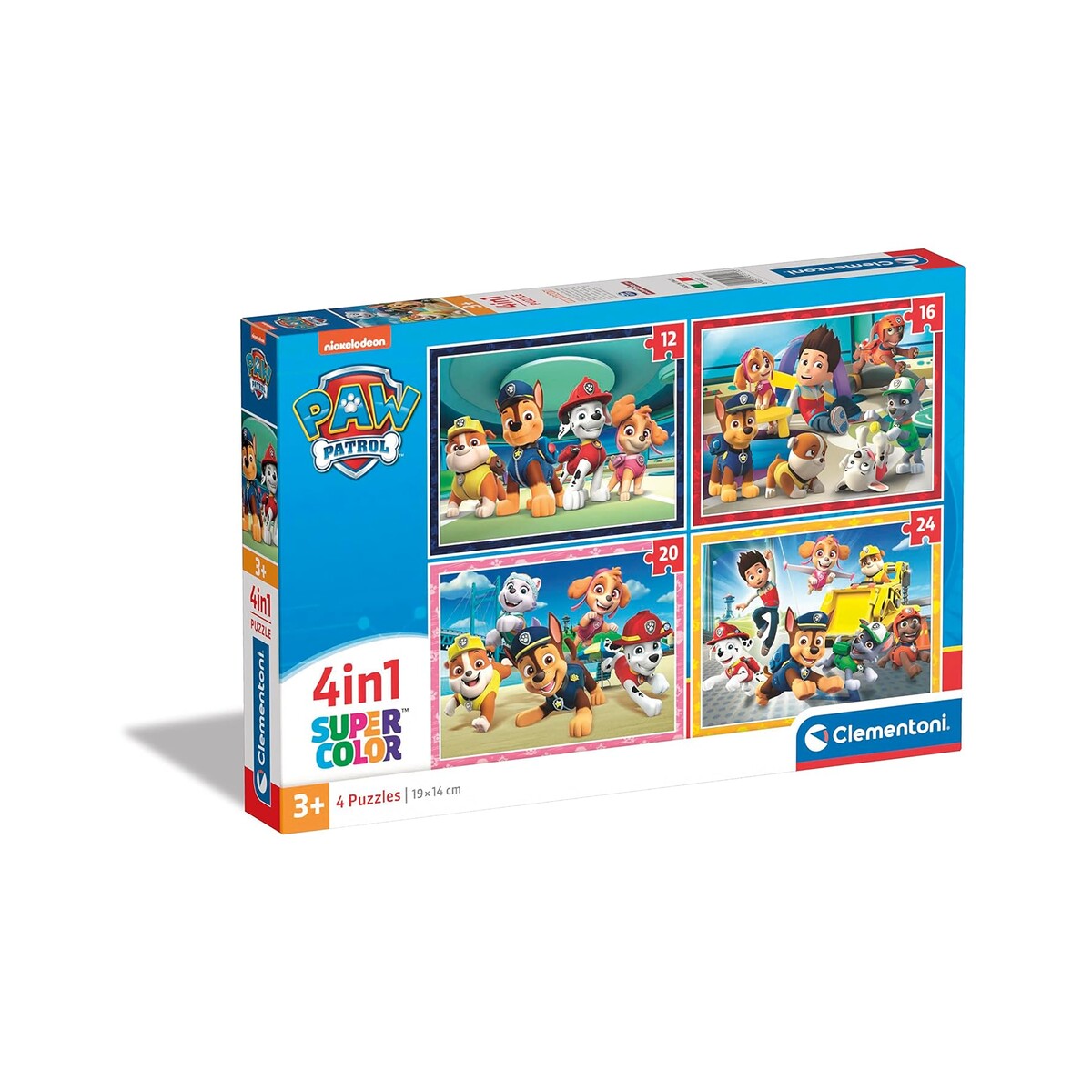 CLEMENTONI Supercolor — Puzzle 4 en 1 Paw Patrol 12, 16, 20, 24 pièces