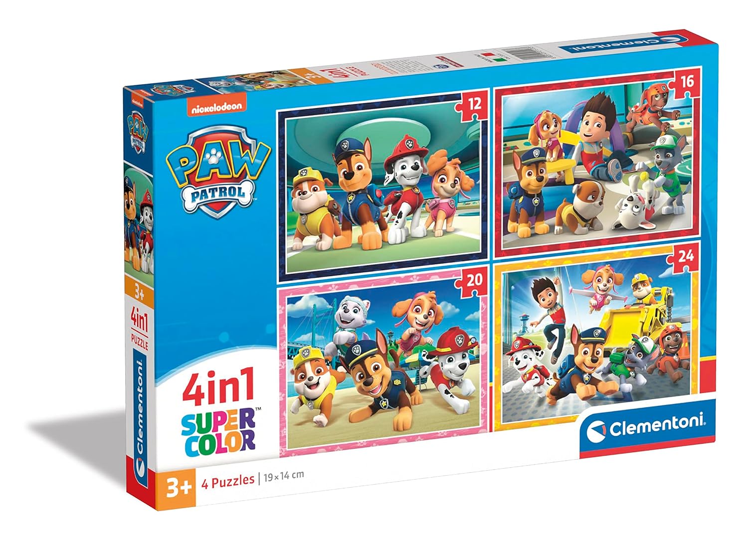 CLEMENTONI Supercolor — Puzzle 4 en 1 Paw Patrol 12, 16, 20, 24 pièces – Image 9