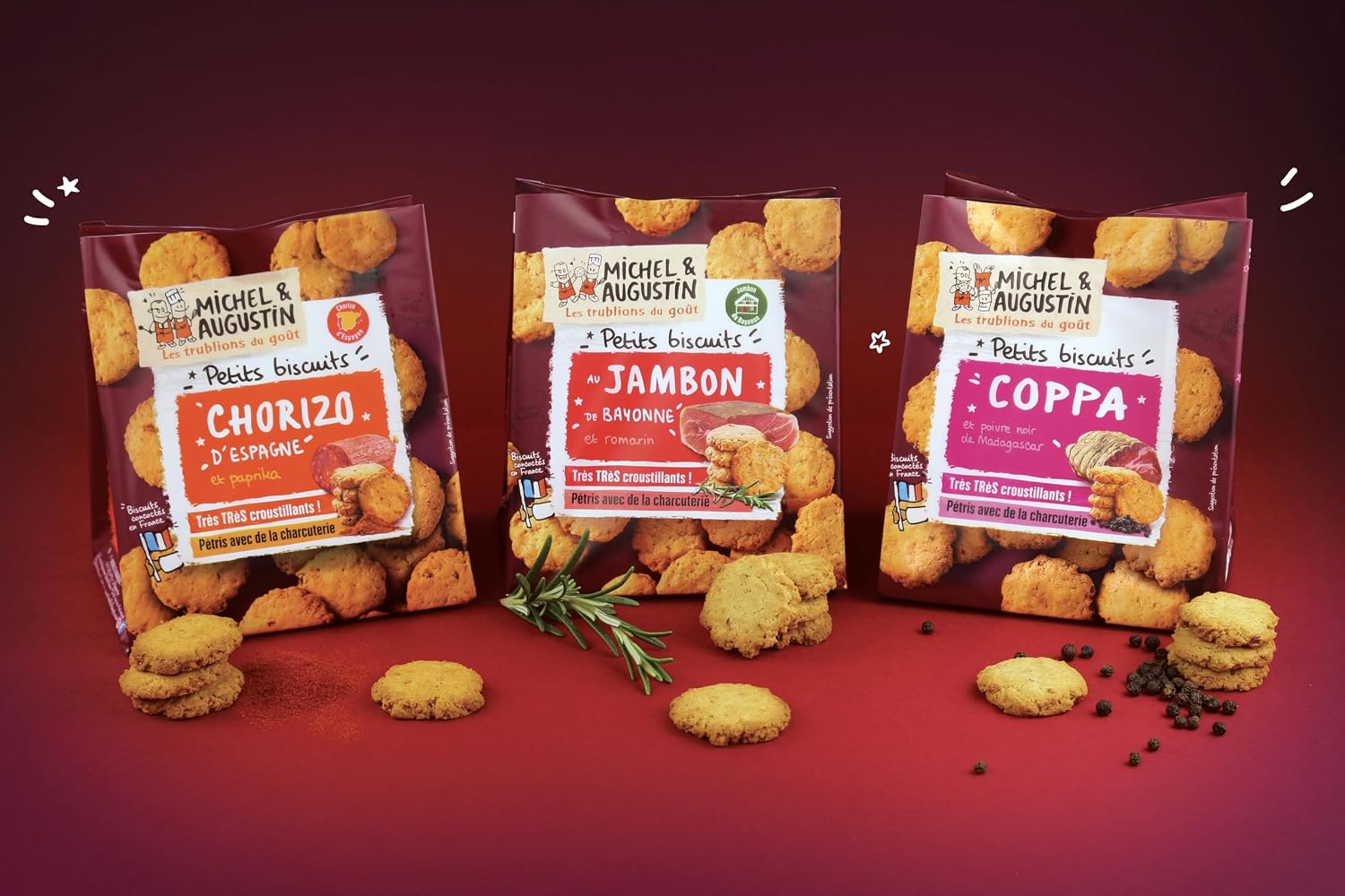 Michel & Augustin - Biscuits Apéritifs à la Coppa Corse et au Poivre Noir - Petits Biscuits Salés à la Charcuterie - 8 x 90g – Image 6
