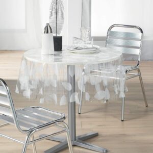 DECOR LIGNE — Nappe cristal imprimé feuille blanc 140 cm