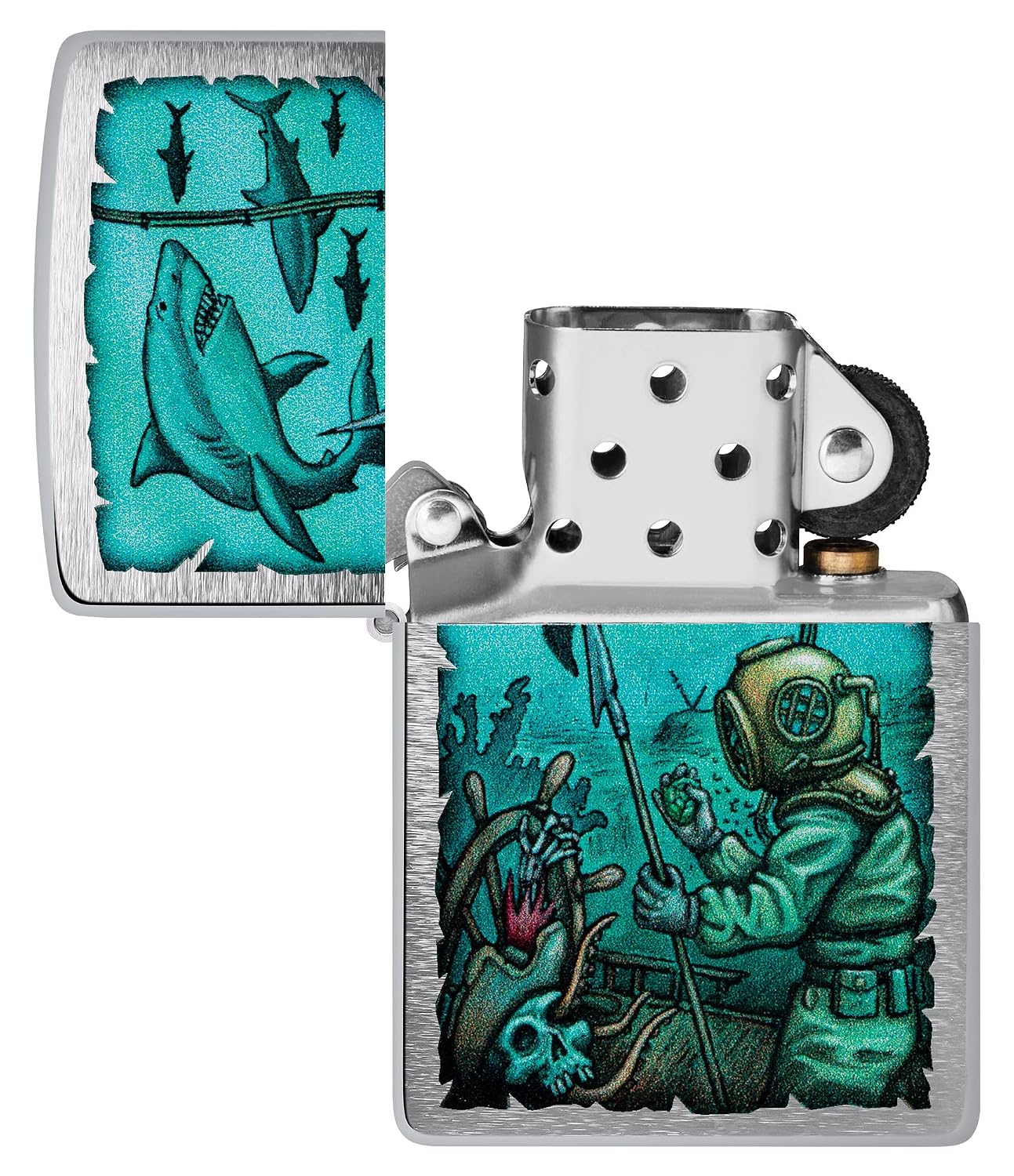 ZIPPO — Briquet de poche chrome brossé motif requin – Image 4