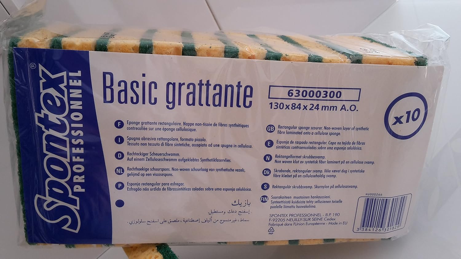 BASIC EGAO - GRAND MODÈLE Eponge grattante rectangulaire vert - 130 x 84 x 22 mm sachet de 10 – Image 3